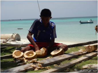 Mantanani Island villiage coconuts